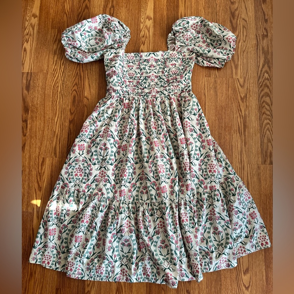 A&F Women L Floral Puff Sleeve Midi Dress